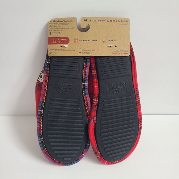 Dearfoams Papa Bear Plaid Slippers Size M (9-10) Red #2